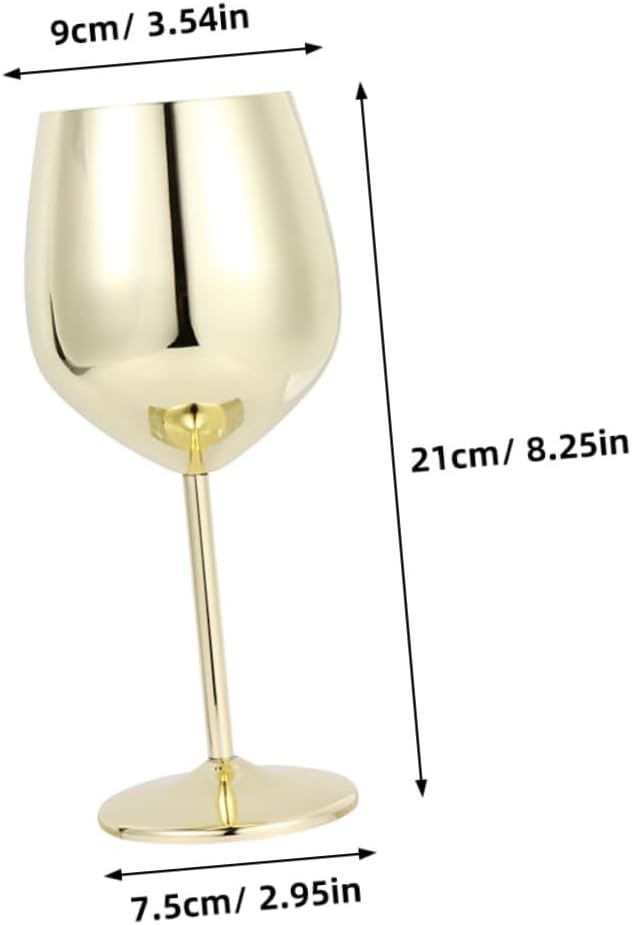 2pcs Modern Stainless Steel Wine Glasses Unbreakable Red Wine Goblets Shatterproof Cocktail Cups for Bar Hotel Banquet Party