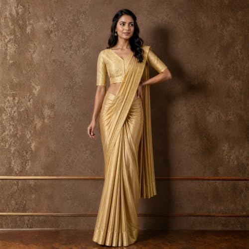 Image of Studio Shringaar Women's Brocade Side Stretch (Smocked) Readymade Saree Blouse