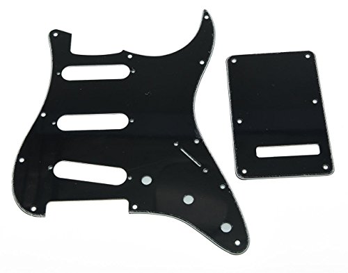 Pickguard Strat SSS noir 3 plis plaque arrière cache vibrato ST pour guitare
