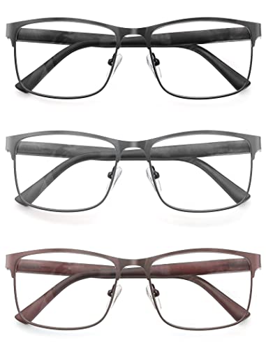 HEEYYOK Occhiali da Lettura Uomo Luce Blu Bloccando Computer 2.50+ Lettori Occhiali Per Gli Uomo, Telaio In Metallo Anti UV Occhiali Digitali