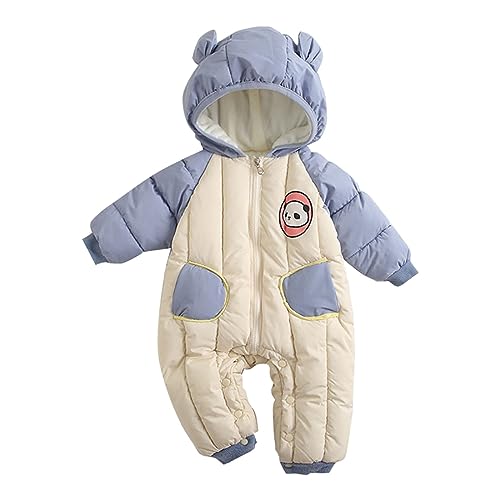 Toddler Fashion Snowsuit Children's Jumpsuit Autumn/Winter Cute Cartoon Bear Hooded Zippered Jumpsuit Party