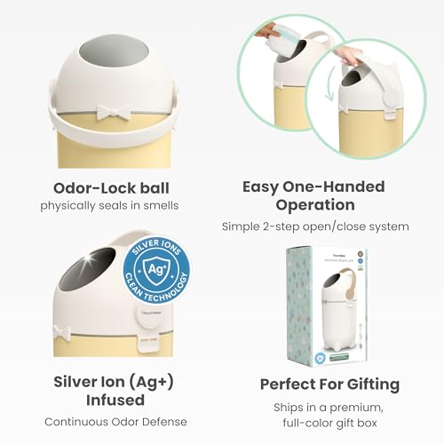 iTouchless Diaper Pail, Baby Trash Can with Ag+ Silver Ion, Odor Locking Bin - Fits Any Bag, No Refills Needed, Award-Winning Nursery Baby Registry Gift - Sand Almond - Thumbnail 5