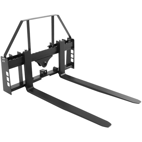 VEVOR Skid Steer Pallet Forks, 4000 lbs Rated Capacity, Pallets Fork Frame Attachment with 42-inch Pallet Forks Forklift Blades, 2-inch Hitch Receiver & Spear Sleeves, Fit for Skid Steers, Tractor...