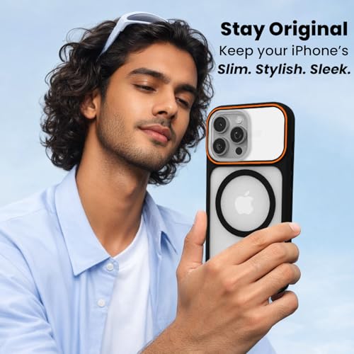 Image of AIBEX Magnetic Compatible Shockproof Case for iPhone 15 Pro - Slim Protective Back Cover with Camera Lens Protection, Strong Magnetic Support, Anti-Slip Grip, Military Grade Drop Protection (Black)