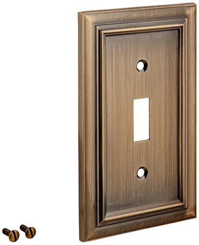 Amerelle Continental Single Toggle Cast Metal Wallplate in Brushed Brass