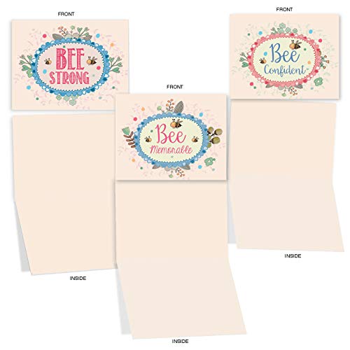 The Best Card Company - 10 Assorted Blank All Occasions Notecards Variety Box Set 4 X 5.12 Inch W/Envelopes Inspiring Words, Stationary For Men, Women (10 Designs, 1 Each) - Let It Bee M6548Ocb #TOP4