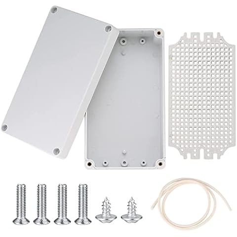 Waterproof Junction Project Box, Plastic ABS IP65 Electronic Enclosure Box for Electronics, Cables, Power, Instrument Case Box - 158 x 90 x 60 mm (White) Cover