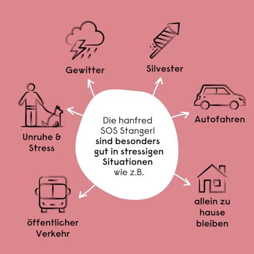 Beruhigungsmittel für Hunde – Hanfred SOS Stangerl mit Pferdefleisch, Anti-Stress Snacks bei Angst & Nervosität – natürliche Hilfe bei Silvester, Autofahren – sofortwirkung & für Allergiker (3 x 65g)