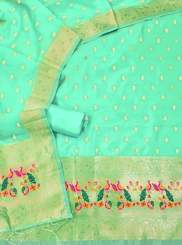 Image of DEVANGI Women's Pathni Banarasi Silk Unstitched Salwar Suit Dress Material With Dupatta