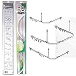 EcoSpa Professional Shower Curtain Track Rail Kit, Polished Aluminium Finish – Rust-Proof with 3 Configurations – Includes Gliders, Fixings & Ceiling Support