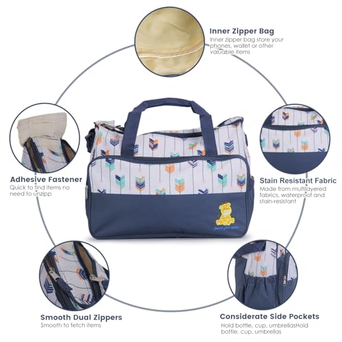 Image of Moclever 5Pcs Baby Nappy Diaper Bags Set-Baby Bags for Mom,Waterproof Maternity Bags with Bottle Bag,Food Bag&Changing Pad For Mom Dad