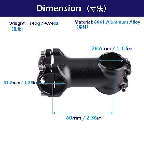 image for Azarxis 31.8mm Stem 60mm 70mm 80mm 90mm 0-7 Degree Bike Stem Mountain 