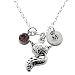 Silver Fox Birthstone Necklace - Personalized Fox Jewelry Themed Gifts for Girls - Swarovski Birthstone & Initial