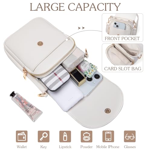 Image of Viverte Crossbody Purse for Teen Girls Small Initial Cell Phone Toddler Purse Leather Triple Compartment Crossbody Bags