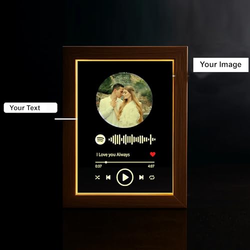 Image of Customized Acrylic Photo Frame Personalized Name, Photo Text | Premium Gift for Birthday AnniversaryGift for Couples HD Print with Name Picture | Unique Gift All Occasions (Spotify Desgin)