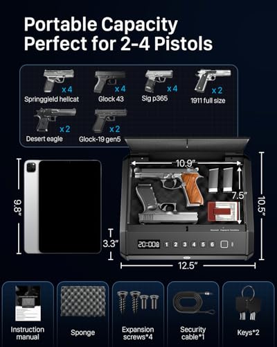 TOPMEDA Large Biometric Gun Safe fits 4 pistols Review