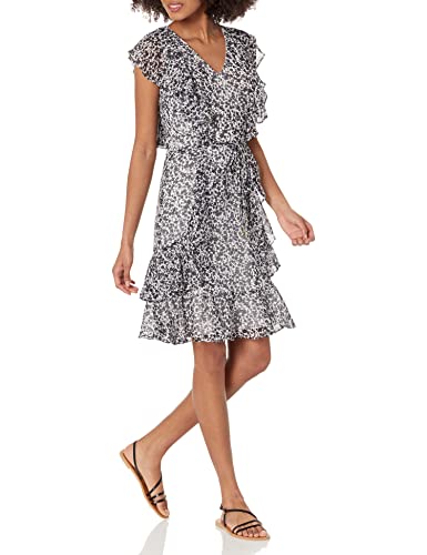 Image of Tommy Hilfiger Women's Sleeveless Ruffle Dress, Ivory /Sky Captain, 12