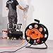 VEVOR 100FT Retractable Extension Cord Reel, with 4 Outlets and Dust Cover, Heavy Duty 12AWG SJTOW Power Cord, Portable Handle and Safety Overload Circuit Breaker, for Outdoor Indoor Toolshed Garage
