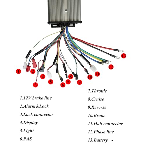 NBPOWER 48V/72V 80A Dual Model Sine Wave Brushless DC Motor Controller Ebike Controller + UKC1 Color Display One Set,Used for 3000W, 5000W Ebike Kit.