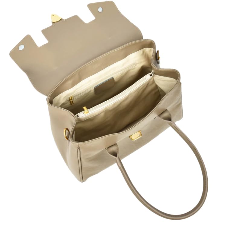 Serena Bolso de Mano de Piel Auténtica para Mujer, Estilo Médico Clásico con Herrajes Dorados