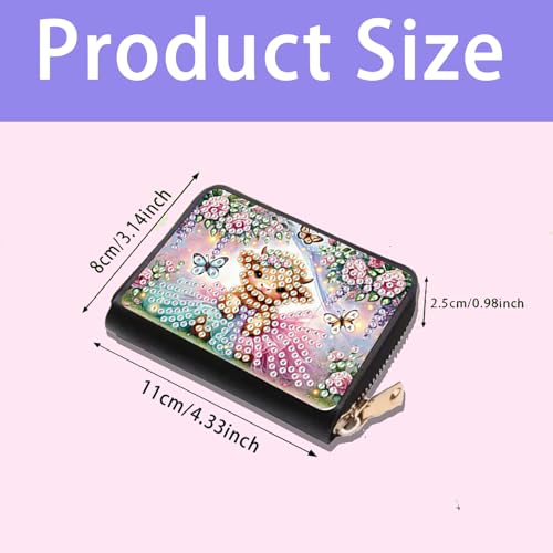 JZHYOAN Portable Diamond Art Zipper Business Small Wallet, 4.33x3.14x0.98 Inch DIY Anti-demagnetization Card Holder Wallet, Diamond Art Credit Card Holder for Family Woman Adult Man2