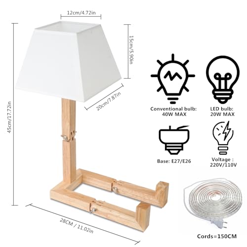 ELINKUME Cute Robot Desk Lamp,Unique Dimmable Bedside Table Lamps for Bedroom,Square Lampshade Night Light with Foldable Wood Body,Fun Kids Lamp,Nightstand lamp for Study,Office,Living Room Decor - Image 4