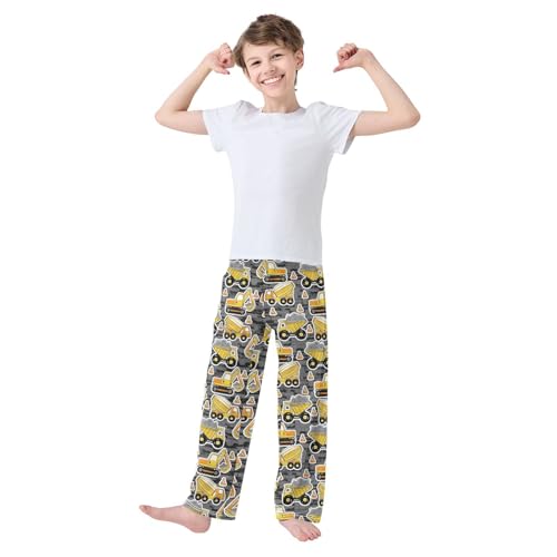 ZZXXB Bulldozer Machinery Car Boys Long Pants Soft Trousers Elastic Waist Kids Lounge Bottoms with Pockets S-XL2