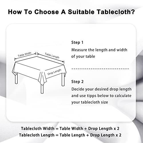 DWCN White Table Cloth Party Wipe Clean Tablecloth Wipeable Tablecloths Square 130x130cm(51x51in) Water Resistant Tablecloth Polyester - Image 3