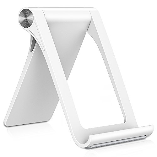 Cell Phone Stand for Desk, TORRAS 360° Adjustable Desktop Cradle Stand Compatible for iPhone X / 8 / 7 / 6 Plus, Kindle, Mobile Phone and Tablets (Up to 8 inch) - White