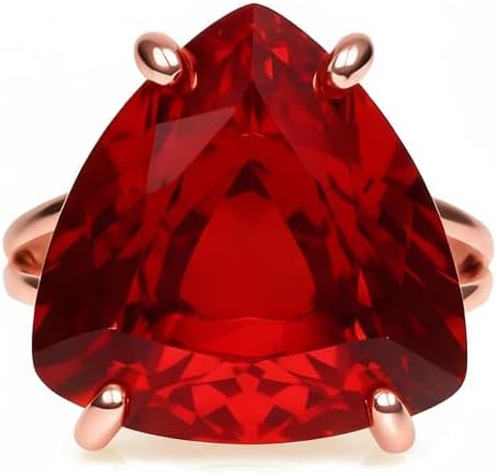 Trillion Ruby Ring - Statement 14k Rose Gold Rings for Women - Statement Rings, Birthstone Rings, Vintage Rings, Statement Rings - Birthday, Anniversary, Wedding Jewelry for Her - Handmade