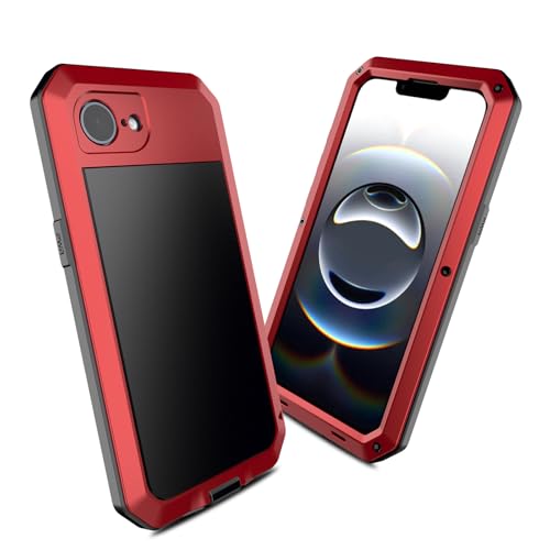 Coque iPhone 16e aluminium militaire rouge avec écran intégré