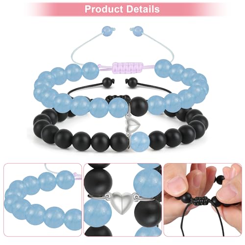 Couple Matching Bracelets for bf and gf, Best Friend Promise Bracelet,Stretch Bead Bracelets Jewelry for Him and Her3