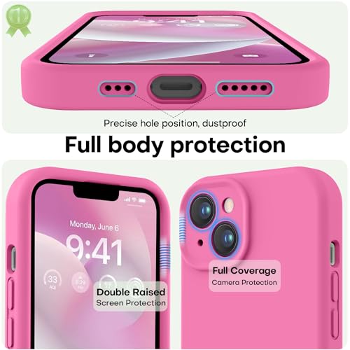Image of LOVE 3000 Designed for iPhone 14 Case, Premium Silicone with [Soft Anti-Scratch Microfiber Lining] Shockproof Protective Phone Case for Men Women Girls 6.1 inch, Pitaya