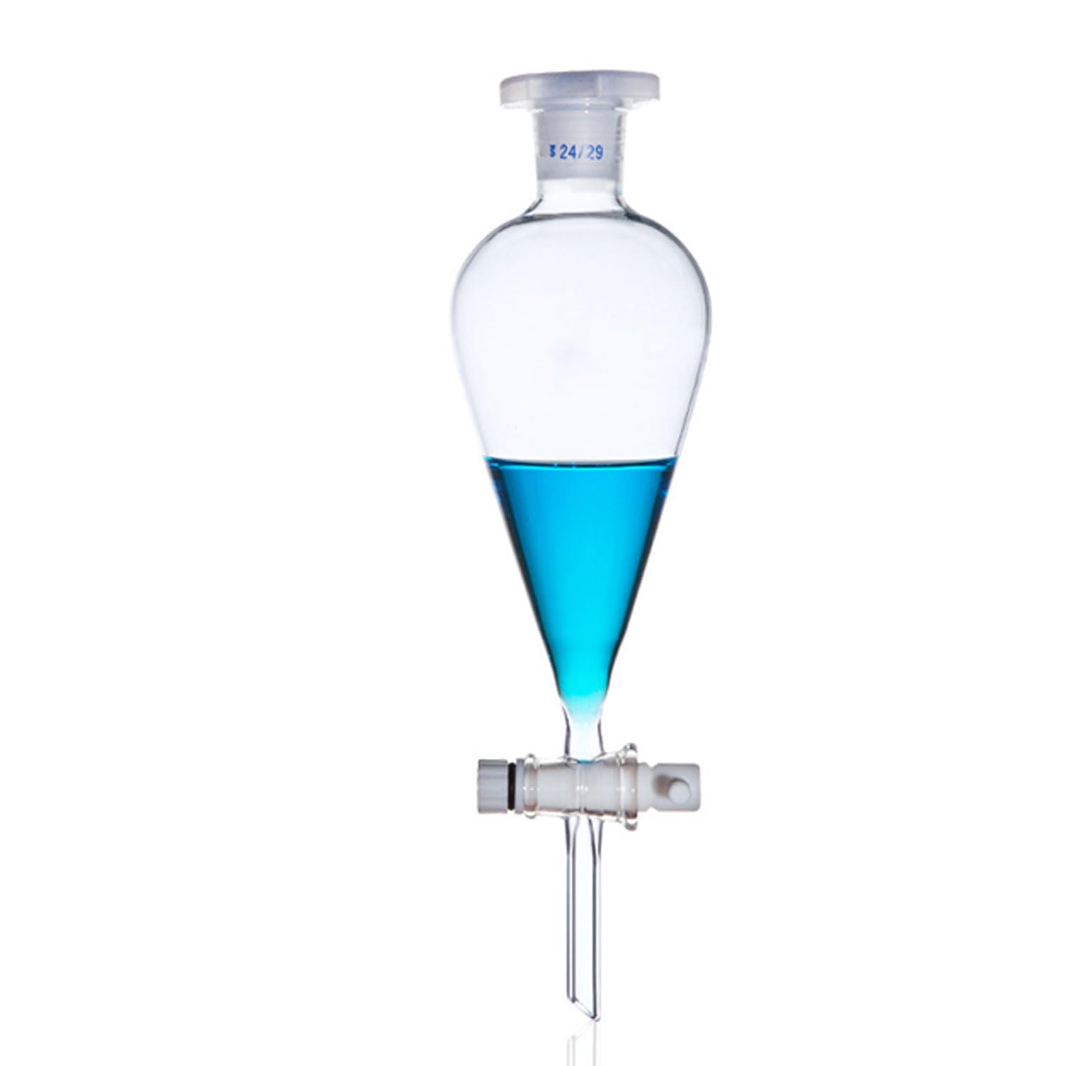 Ampoule à décanter scientifique en forme de poire, 60/125/250/500/1000/2000ml, avec 24/29 articulations et connecteur PTFE, Filtre en verre pour bol Entonnoir en verre