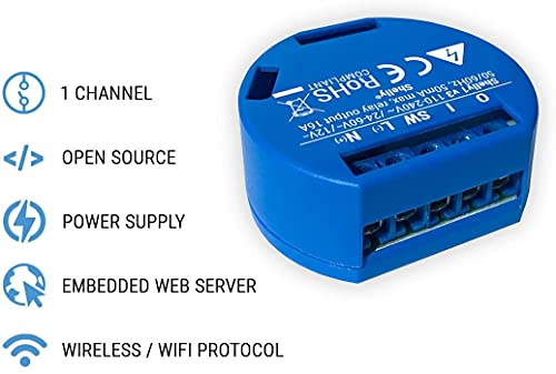 SHELLY 1 One Relay Switch Wireless WiFi Home Automation iOS Android Application - 4 Pack NON UL