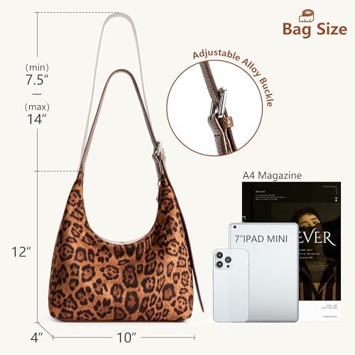 KALIDI Crescent Tote Bag, Women Underarm Handbag Vegan Leather Zipper Shoulder Purse Hobo for Evening Shopping Casual (Suede Leopard) by KALIDI - Used condition - Image 5