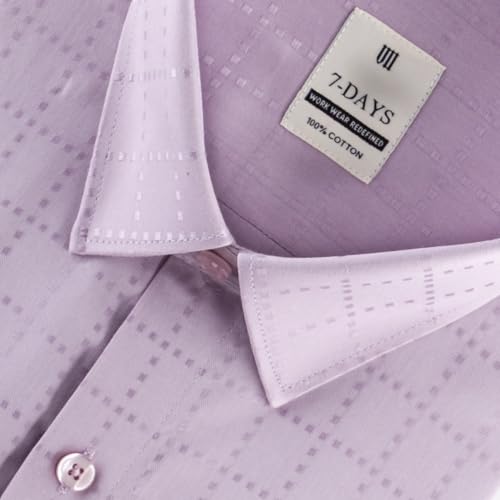 Image of 7-DAYS Men's Premium Formal Shirts - Regular Fit, Full Sleeve, 100% Pure Cotton, Self-Design, with Pocket - Stylish Office Shirts for Men