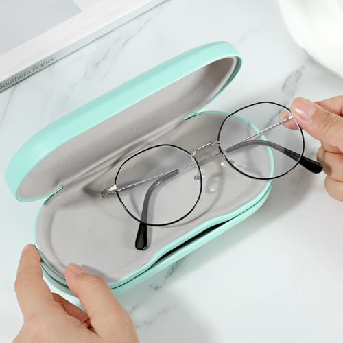 Image of MoKo Double Eyeglass Case, Contact Lens Case with Mirror Tweezers Remover, 2 in 1 Double Sided Portable Contact Lens Box Holder Container Soak Storage Kit Sunglasses Pouch for Men & Women, Green