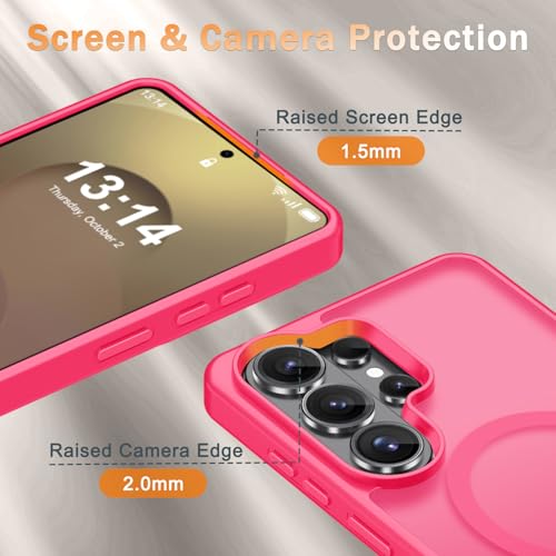Image of for Samsung Galaxy S26 Ultra Case, Matte Magnetic Phone Cover, Hot Pink | Fit for MagSafe, Screen Protector included, Shockproof Military Grade Protection, Translucent Frosted Back