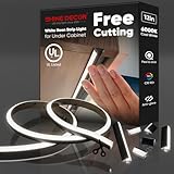 Shine Decor Under Cabinet Lighting Strip, Free Cuttable LED Silicone Neon Rope Hardwired 24V Anti-Glare Bright Cozy 228 Lumen for Indoor, Adhesive Black Shell 6000K Cool 12” UL Certified, No Adapter