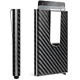 SLUKULU Slim Wallet for Men with Money Clip and Credit Card Holder, RFID Blocking Carbon Fiber Walle