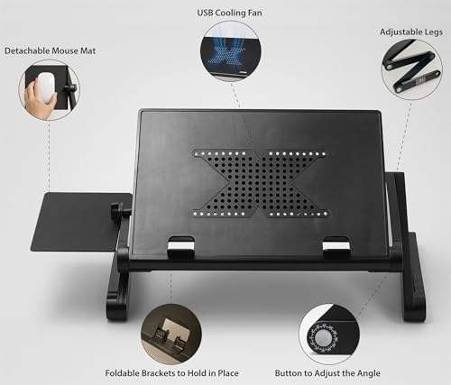 Bestfor Laptop Stand with USB Fan & Mouse Holder – Lightweight, Versatile, Robust Adjustable Folding Stand for Home, Office, Musicians, DJs & Gaming Consoles - Image 5