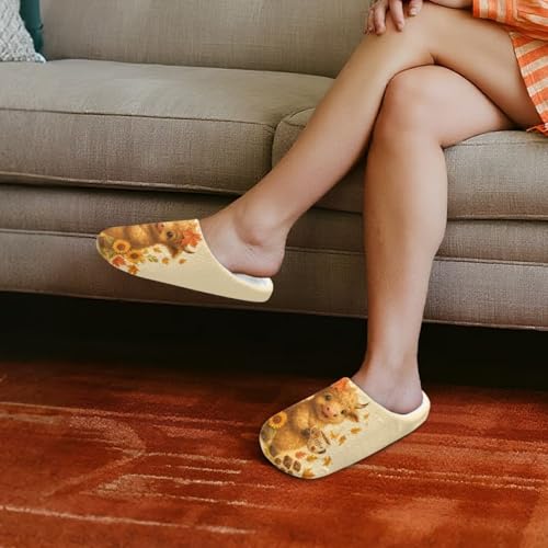 Women's Fall Decor Slippers Warm Fuzzy Soft Cotton Slippers Non-Slip for Ladies Girl Casual4