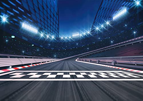 Loccor 7x5ft Fabric Finish Line Race Track Backdrop Racing Car