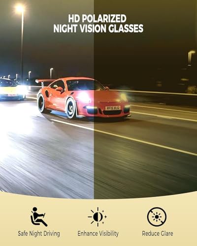 Image of Night Driving Glasses for Men Women Fit Over Sunglasses Anti Glare Polarized HD Night Vision Glasses
