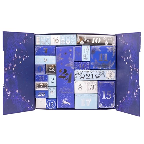 Image of Christmas Advent Calendar Fill your Own 1-24 Day Boxes Luxury Countdown Ribbon (Navy)