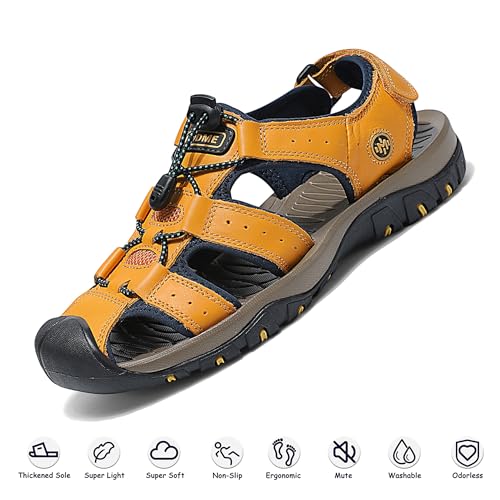 Men's Adjustable Leather Sport Sandals All Terrain Fisherman Style with Superior Grip Adjustable Athletic Fisherman Style4