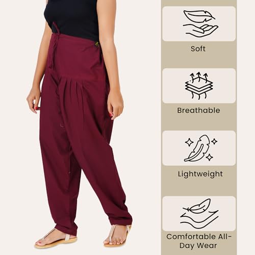 Image of Happy Bunny Salwar Pant for Women, Fine Cotton Ethnic Trousers with Drawstring Waist, Comfortable Daily, Office & Casual Wear Bottoms