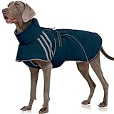 FUAMEY Dog Cold Weather Coats,Dog Winter Jackets for Large Dogs Warm Dogs Coat with Reflective Strips Waterproof Pet Snowsuit Thick Paded Pets Vest for Labrador Golden Retriever Blue 2XL