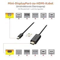 Amazon Basics Mini DisplayPort auf HDMI Kabel, mit vergoldeten Anschlüssen, unterstützt nahtloses Digital-Audio und Full HD-Auflösung, 1.8 m, Schwarz – Ansicht 3